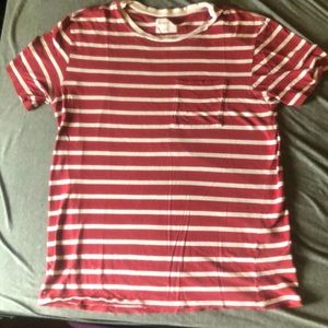 On The Byas Red And White Striped Pocket Tee